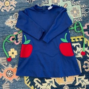 Vintage Florence Eiseman Navy Apple Dress size 4T